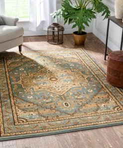Well Woven Kaibab Light Blue Traditional Medallion Rug Oriental & Persian