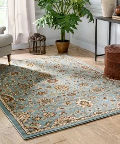 Well Woven Bahia Traditional Oriental Persian Blue Rug