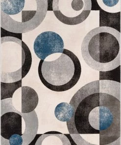 Well Woven Avi Modern Geometric Grey Blue Rug