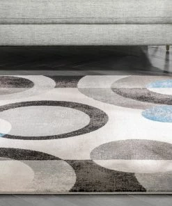 Well Woven Avi Modern Geometric Grey Blue Rug