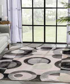 Well Woven Avi Modern Geometric Grey Green Rug