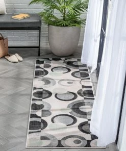 Well Woven Avi Modern Geometric Grey Green Rug