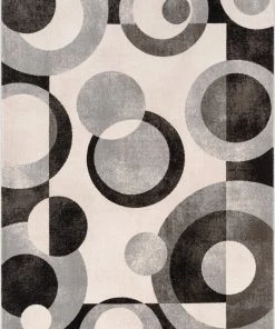 Well Woven Avi Modern Geometric Grey Black Rug