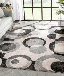 Well Woven Avi Modern Geometric Grey Black Rug