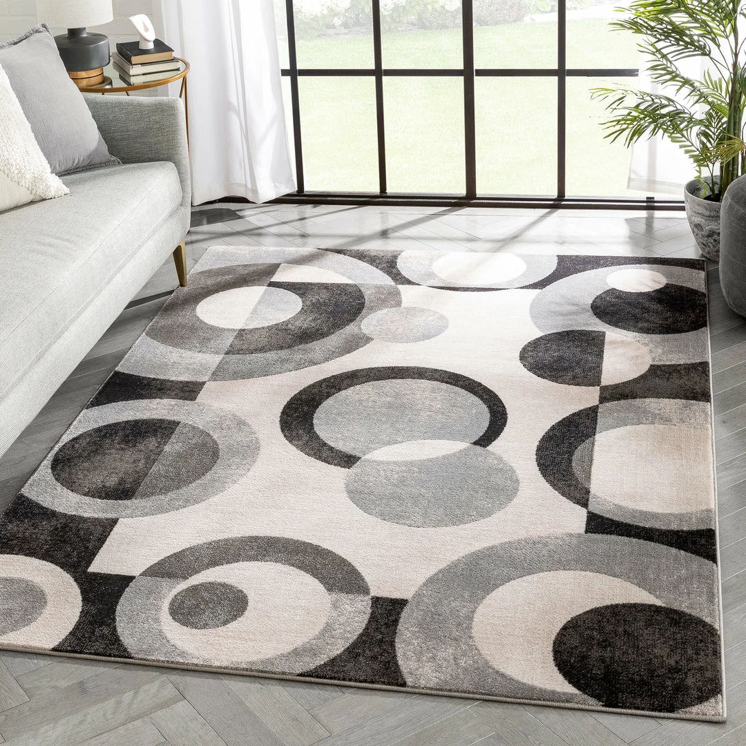 Well Woven Avi Modern Geometric Grey Black Rug 1 Well Woven Avi Modern Geometric Grey Black Rug