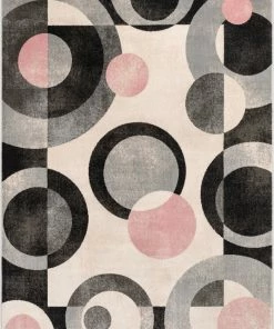 Well Woven Avi Modern Geometric Grey Blush Rug