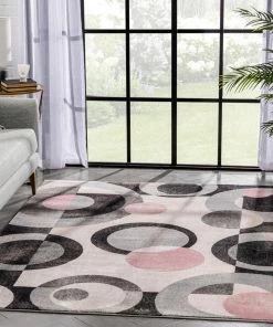 Well Woven Avi Modern Geometric Grey Blush Rug