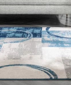 Well Woven Shai Modern Geometric Grey Blue Rug