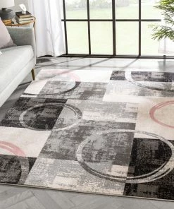 Well Woven Shai Modern Geometric Grey Blush Rug