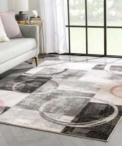 Well Woven Shai Modern Geometric Grey Blush Rug