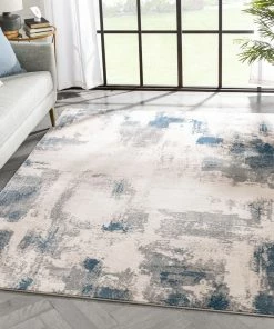 Well Woven Kalia Modern Abstract Grey Blue Rug Geometric
