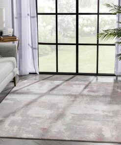 Well Woven Kalia Modern Abstract Grey Blush Rug Geometric