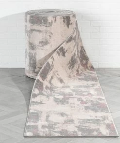 Well Woven Geometric Custom Size Runner Kalia Abstract Modern Grey Blush 27 Inch Wide X Choose Your Length Hallway Runner Rug