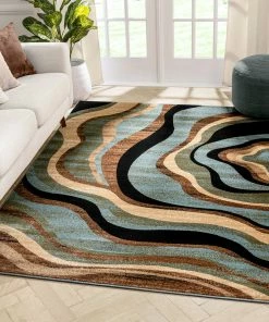 Well Woven Nirvana Waves Multi Blue Modern Rug