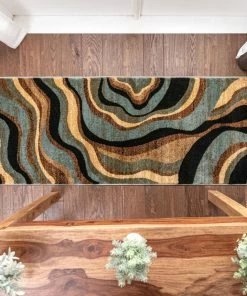 Well Woven Nirvana Waves Custom Size Runner Modern Multi Blue 27 Inch Wide X Choose Your Length Hallway Runner Rug