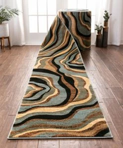 Well Woven Nirvana Waves Custom Size Runner Modern Multi Blue 27 Inch Wide X Choose Your Length Hallway Runner Rug