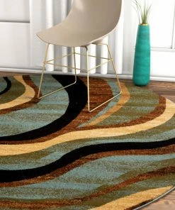 Well Woven Nirvana Waves Multi Blue Modern 5'3