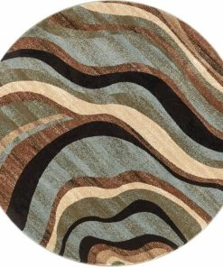 Well Woven Nirvana Waves Multi Blue Modern 5'3" Round Rug
