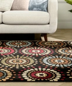 Well Woven Orchid Fields Black Contemporary Rug