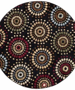 Well Woven Orchid Fields Black Contemporary 5'3" Round Rug