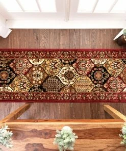Well Woven Wentworth Panel Custom Size Runner Traditional Red 27 Inch Wide X Choose Your Length Hallway Runner Rug