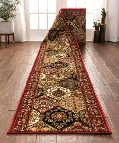 Well Woven Wentworth Panel Custom Size Runner Traditional Red 27 Inch Wide X Choose Your Length Hallway Runner Rug
