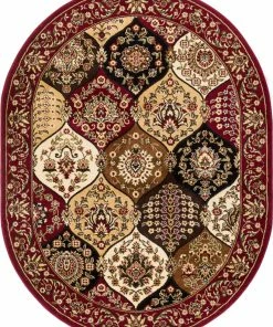Well Woven Wentworth Panel Red Traditional Rug 5'3" X 6'10" Oval 13 Well Woven Wentworth Panel Red Traditional Rug 5'3
