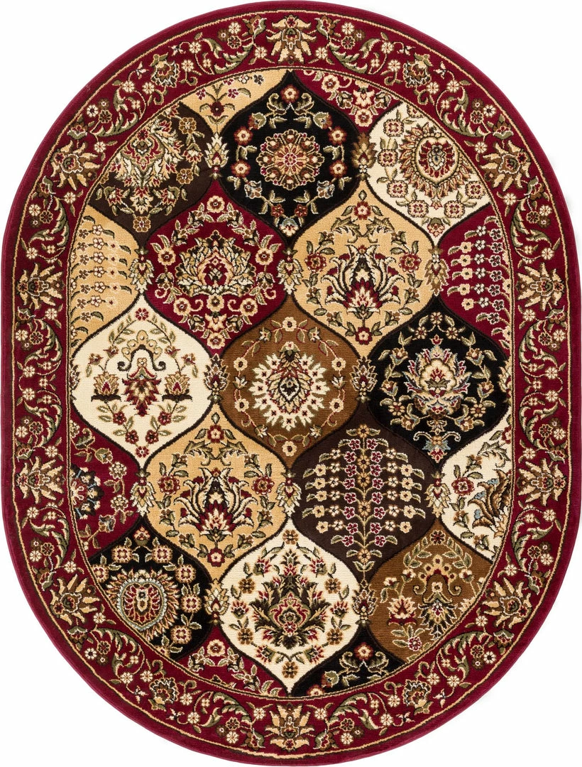 Well Woven Wentworth Panel Red Traditional Rug 5'3" X 6'10" Oval 6 Well Woven Wentworth Panel Red Traditional Rug 5'3" X 6'10" Oval