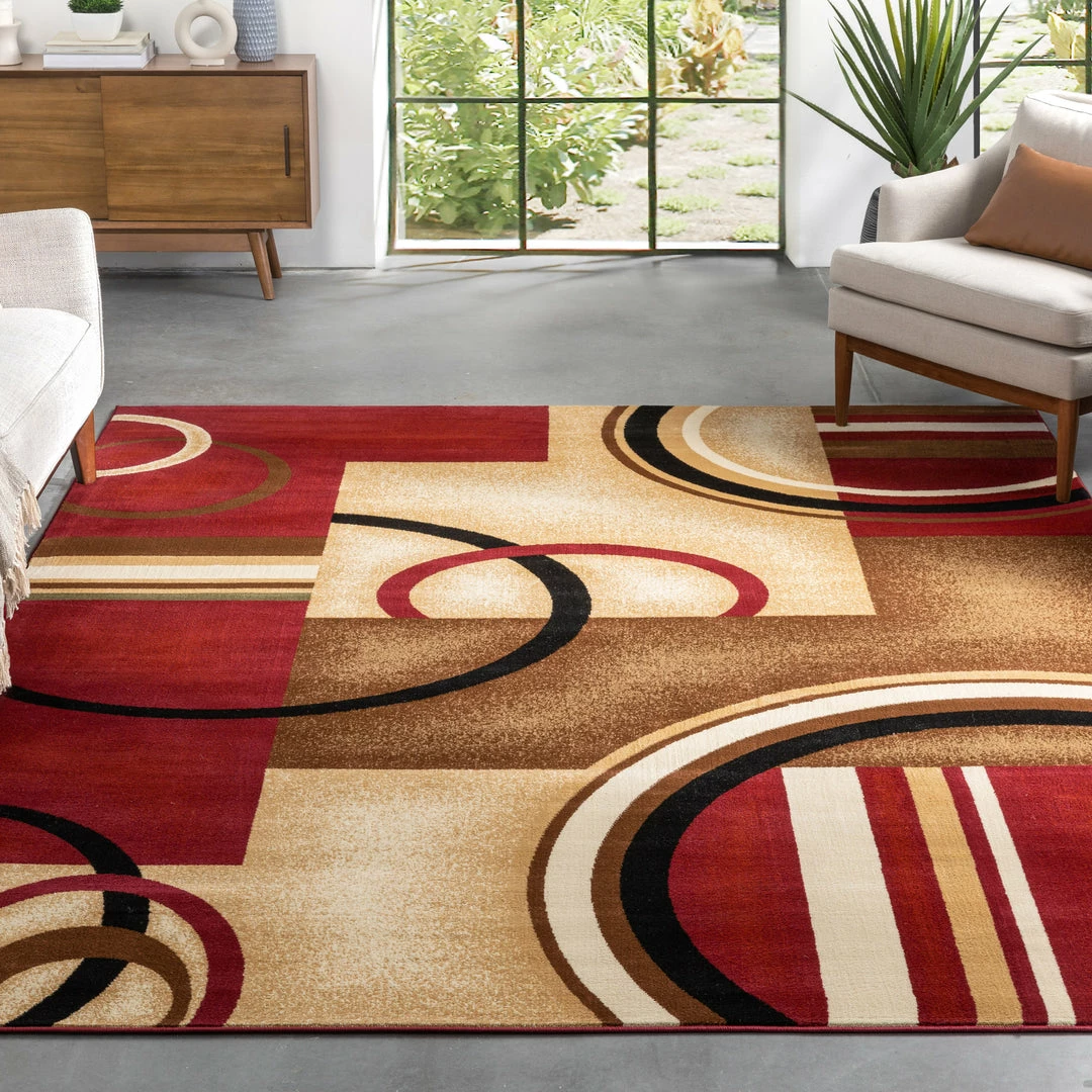 Well Woven Arcs & Shapes Red Modern Rug 1 Well Woven Arcs & Shapes Red Modern Rug