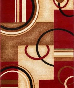 Well Woven Arcs & Shapes Red Modern Rug