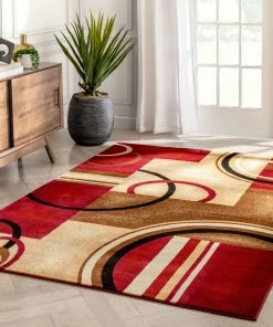 Well Woven Arcs & Shapes Red Modern Rug 22 Well Woven Arcs & Shapes Red Modern Rug