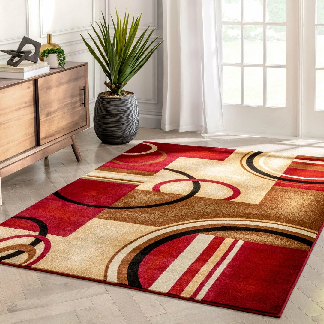 Well Woven Arcs & Shapes Red Modern Rug 9 Well Woven Arcs & Shapes Red Modern Rug
