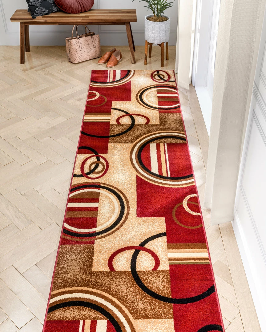 Well Woven Arcs & Shapes Red Modern Rug 12 Well Woven Arcs & Shapes Red Modern Rug