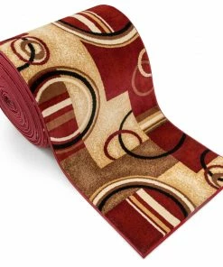 Well Woven Arcs & Shapes Custom Size Runner Modern Red 27 Inch Wide X Choose Your Length Hallway Runner Rug