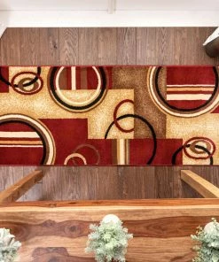 Well Woven Arcs & Shapes Custom Size Runner Modern Red 27 Inch Wide X Choose Your Length Hallway Runner Rug