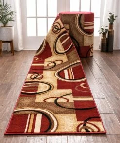Well Woven Arcs & Shapes Custom Size Runner Modern Red 27 Inch Wide X Choose Your Length Hallway Runner Rug