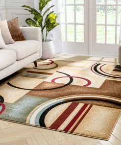 Well Woven Arcs & Shapes Ivory Modern Rug