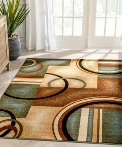 Well Woven Arcs & Shapes Light Blue Modern Rug Geometric