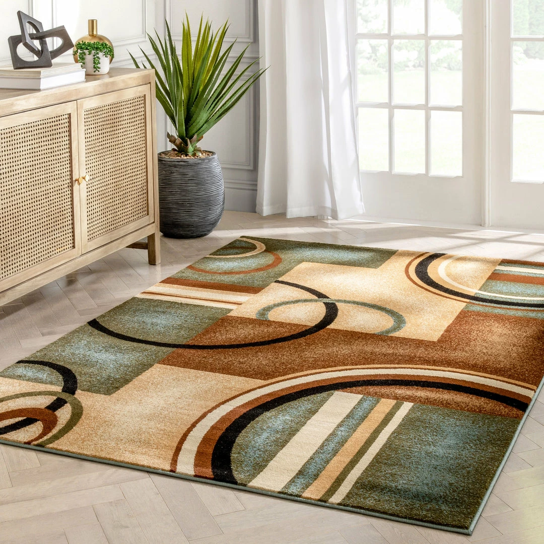 Well Woven Arcs & Shapes Light Blue Modern Rug Geometric 9 Well Woven Arcs & Shapes Light Blue Modern Rug Geometric