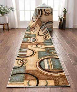 Well Woven Arcs & Shapes Custom Size Runner Modern Light Blue 27 Inch Wide X Choose Your Length Hallway Runner Rug
