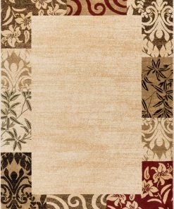 Well Woven 3'x5' Vane Willow Damask Beige Transitional Rug