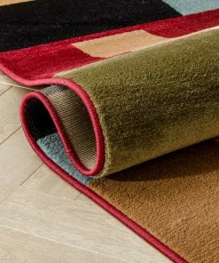 Well Woven River Red Modern Rug
