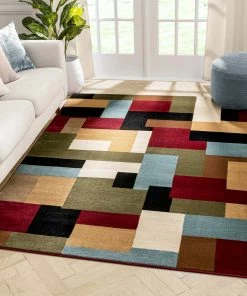 Well Woven River Red Modern Rug