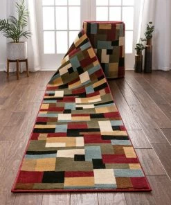 Well Woven River Custom Size Runner Modern Red 27 Inch Wide X Choose Your Length Hallway Runner Rug