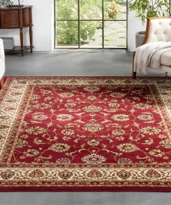 Well Woven Sarouk Red Traditional Rug