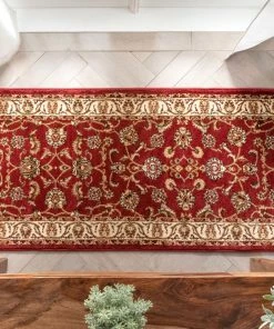 Well Woven Sarouk Custom Size Runner Traditional Red 27 Inch Wide X Choose Your Length Hallway Runner Rug