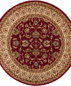 Well Woven Sarouk Red Traditional Round Rug