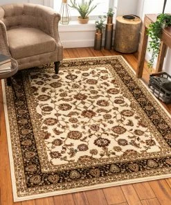 Well Woven Sarouk Ivory Traditional Rug