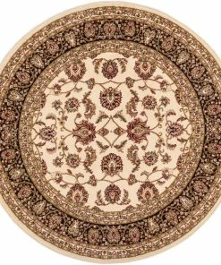 Well Woven Round Rugs Sarouk Ivory Traditional Round Rug