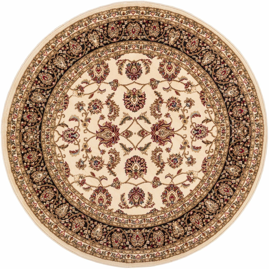 Well Woven Round Rugs Sarouk Ivory Traditional Round Rug 1 Well Woven Round Rugs Sarouk Ivory Traditional Round Rug